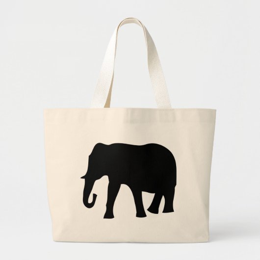 Grand Tote Bag icône de l'éléphant noir (Devant)