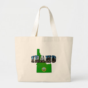 Grand Tote Bag Idaho Carte, sceau et texte de l'image