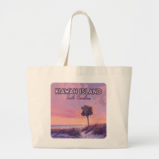 Grand Tote Bag Île de Kiawah Caroline du Sud Palmier (Devant)