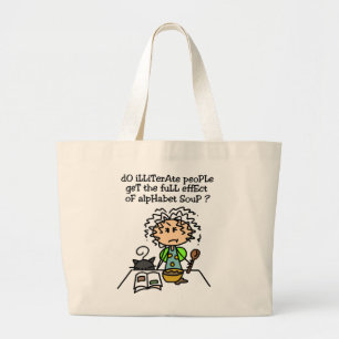 Grand Tote Bag Illettrer l'Humour populaire