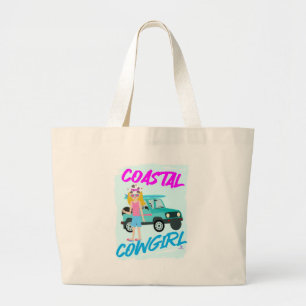 Grand Tote Bag Illustration amusante de la tendance de la cow-gir