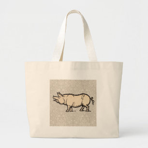 Grand Tote Bag Illustration de cochon antique mignon vintage