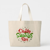 Grand Tote Bag Illustration de Daddy Saurus Rex (Dos)