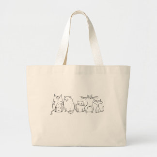 Grand Tote Bag Illustration de dessin artistique de la chat gang 