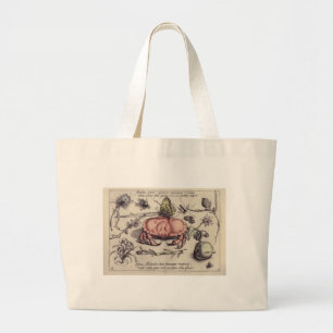 Grand Tote Bag Illustration de fleur d'insecte botanique de crabe