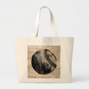 Grand Tote Bag Illustration de l'art du baseball Vintage