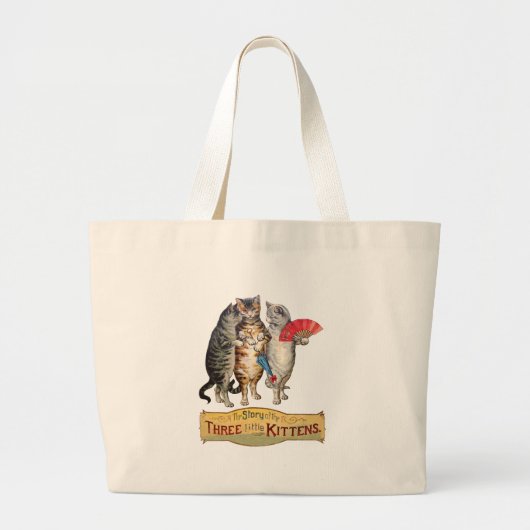 Grand Tote Bag Illustration de l'oie des trois petits chatons (Devant)