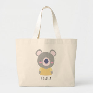 Grand Tote Bag Illustration de l'ours Cute Koala - Personnalisabl