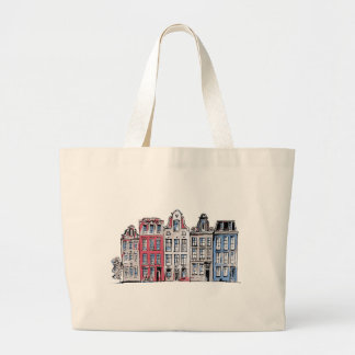 Grand Tote Bag Illustration des bâtiments d'Amsterdam