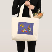 Grand Tote Bag Illustration des oeufs de poulets lapins de Pâques (Devant (produit))