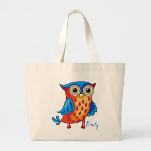Grand Tote Bag Illustration du dessin de chouette