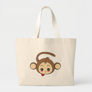 Grand Tote Bag Illustration du singe de Cute Kawaii