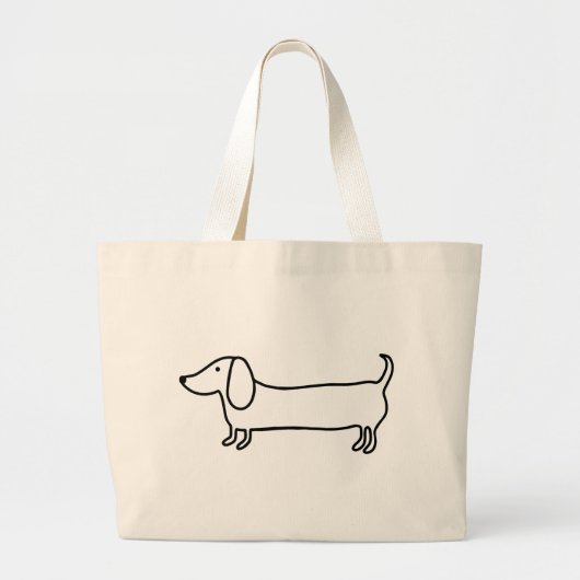 Grand Tote Bag Illustration noire transparente de teckel (Devant)