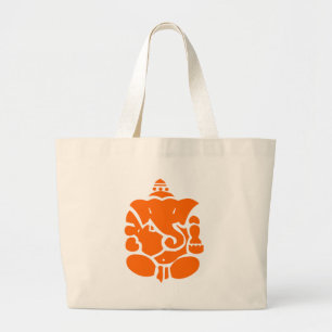 Grand Tote Bag Illustration orange de Ganesha
