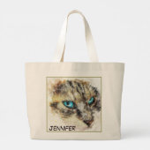Grand Tote Bag Image de chat de gros plan adorable (Dos)