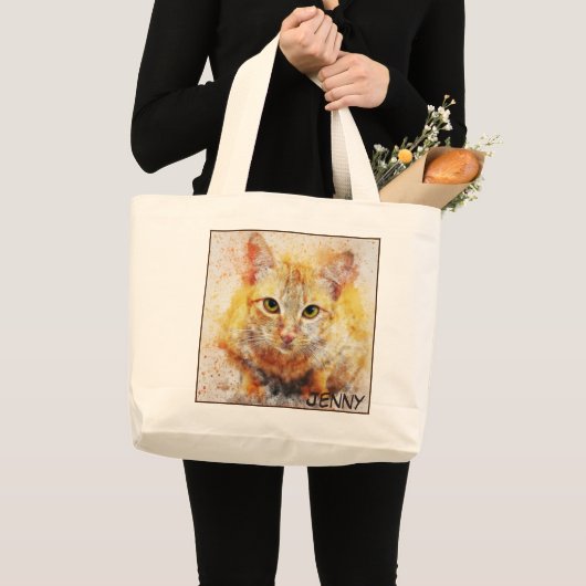 Grand Tote Bag Image de chat de gros plan adorable (Devant (produit))