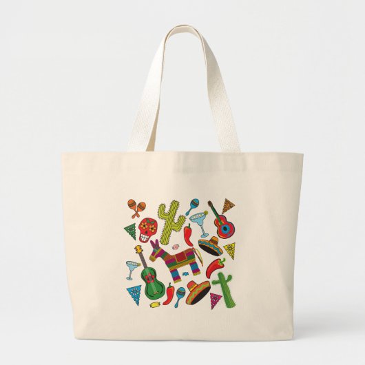 Grand Tote Bag Images mexicaines de partie de fiesta (Devant)