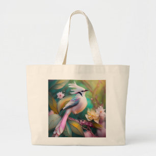 Grand Tote Bag Imaginaire blanc crêpé à queue blanche Jay