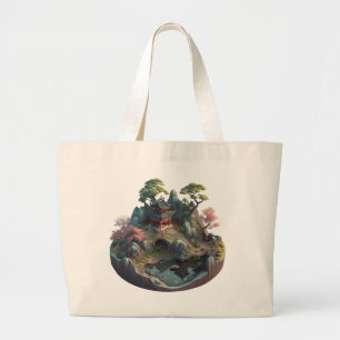 Grand Tote Bag Imaginaire chinois mignon paysage 3D Jumbo Fourre-