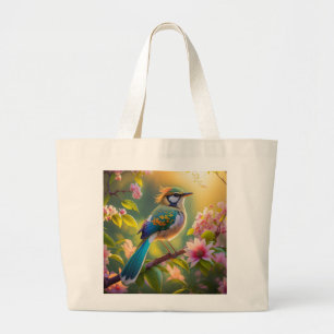 Grand Tote Bag Imaginaire Turquoise à ailes vert