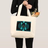 Grand Tote Bag Impression d'art abstrait cyan (Devant (produit))