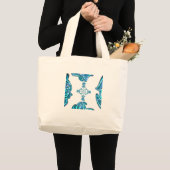 Grand Tote Bag Impression d'art de graffiti abstrait cyan sarcell (Devant (produit))