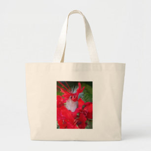 Grand Tote Bag Impression d'art de plume de pétale rouge