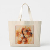 Grand Tote Bag Impression de chien Abstrait (Dos)