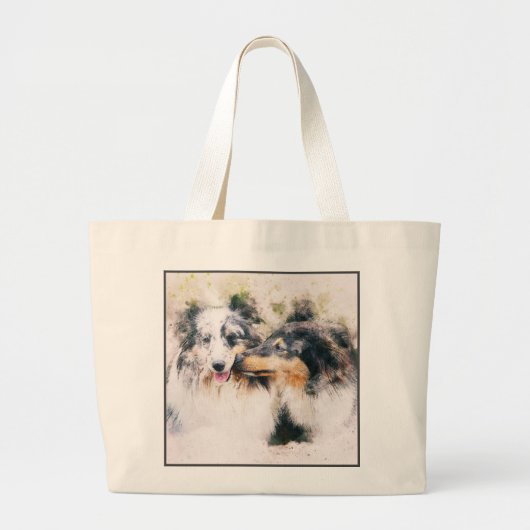 Grand Tote Bag Impression de chien Abstrait (Devant)