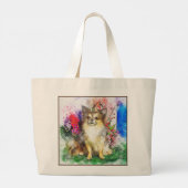 Grand Tote Bag Impression de chien Abstrait (Dos)