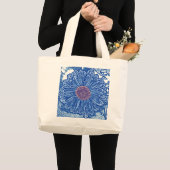 Grand Tote Bag Impression de gérbera bloc - bleu de cobalt (Devant (produit))