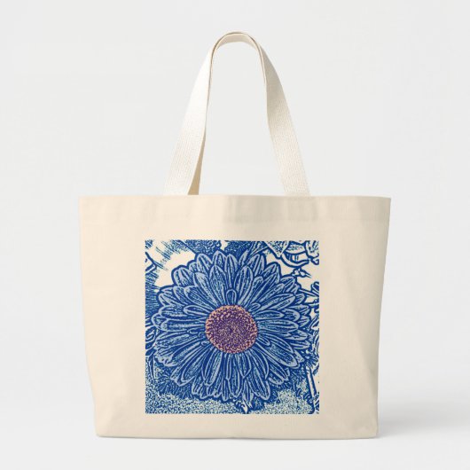Grand Tote Bag Impression de gérbera bloc - bleu de cobalt (Devant)