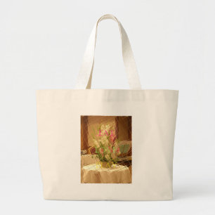 Grand Tote Bag Impression des fleurs reflétées