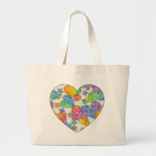 Grand Tote Bag Impressionniste Pastel Valentine Hearts