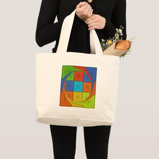 Grand Tote Bag Imprimer À damiers (Devant (produit))