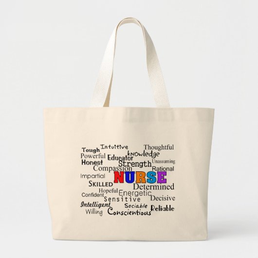 Grand Tote Bag Infirmière Adjectifs Mots Cadeaux (Devant)
