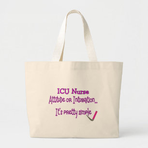 Grand Tote Bag Infirmière "attitude ou intubation" d'ICU--Hilare