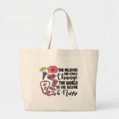Grand Tote Bag Infirmière Changer le monde (Devant)
