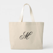 Grand Tote Bag Initiale de monogramme noir élégant  (Dos)