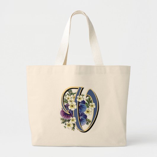 Grand Tote Bag Initiale de pensée - V (Devant)