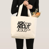 Grand Tote Bag Interrogez-moi au sujet de Jésus Fourre-tout (Devant (produit))