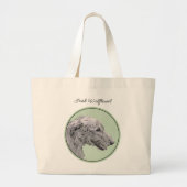 Grand Tote Bag Irish Wolfhound Painting Grey Original Chien Art (Devant)