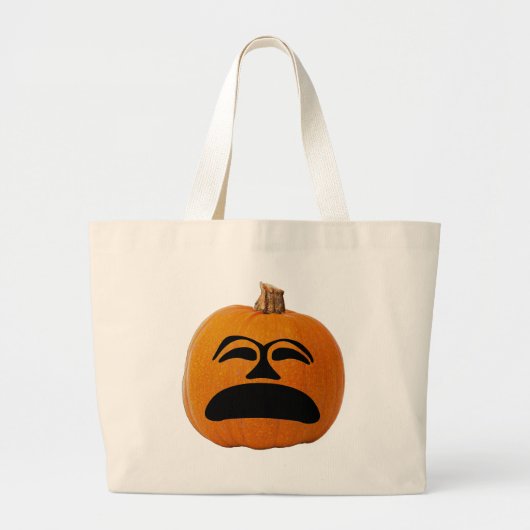 Grand Tote Bag Jack o' Lantern Malheureux Face, Citrouille d'Hall (Devant)