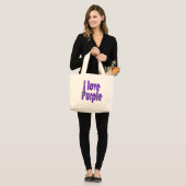 Grand Tote Bag J'adore le violet (Devant (modèle))
