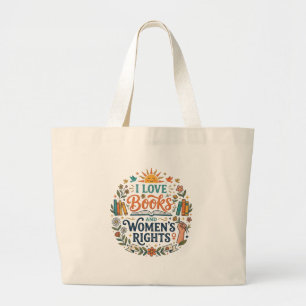 Grand Tote Bag J'ADORE les livres et les droits des femmes