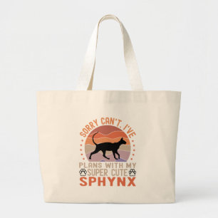 Grand Tote Bag J'ai des plans avec mon chat Sphynx