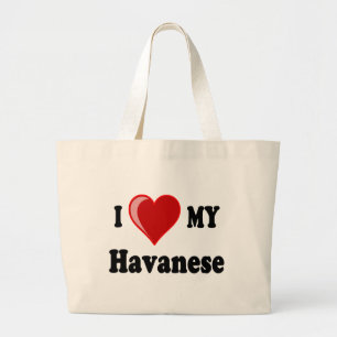 Grand Tote Bag J'aime (coeur) mon chien de Havanese