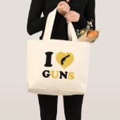 Grand Tote Bag J'aime des armes à feu (Devant (produit))