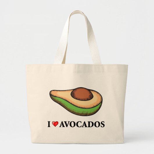 Grand Tote Bag J'aime des avocats (Devant)