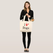 Grand Tote Bag J'aime des chiens (Devant (modèle))